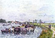 Alfred Sisley Frachtkahne bei Saint-Mammes painting